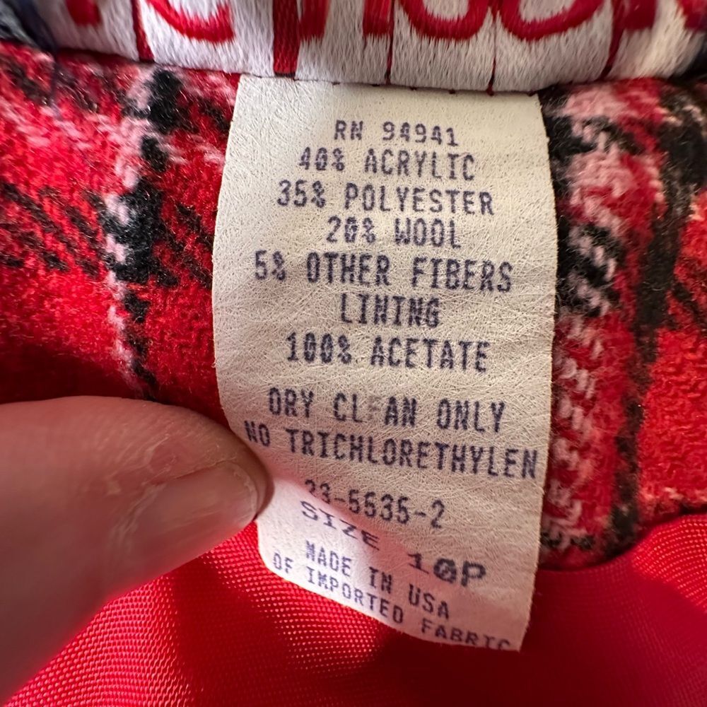 Vintage J.G. Hook Red Plaid Tartan Mini Skirt 90s Wool Blend USA Made Size 10P - Picture 7 of 12